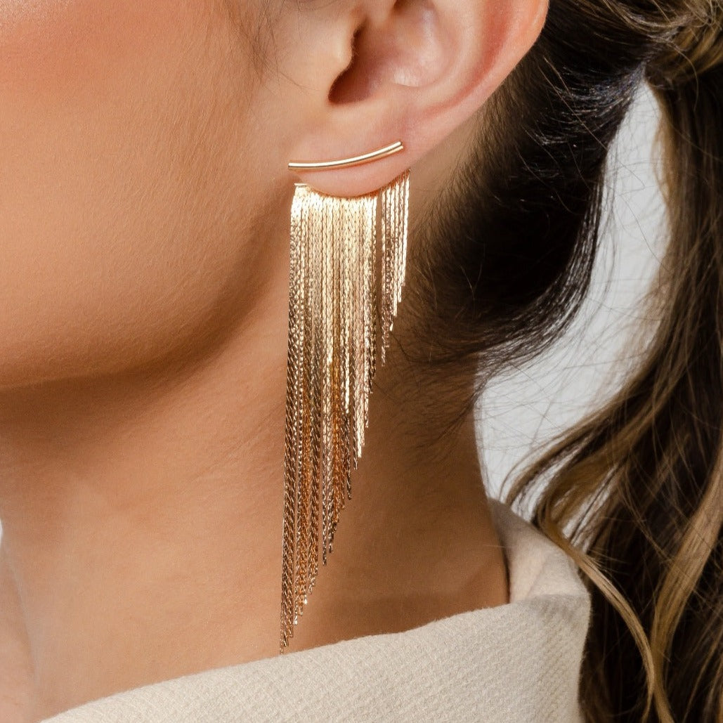 Earrings gold store long