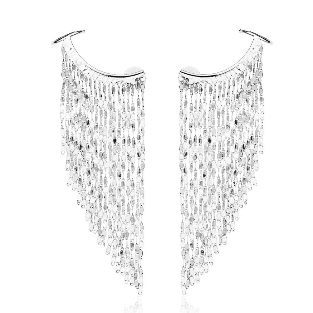 Grey on sale fringe earrings