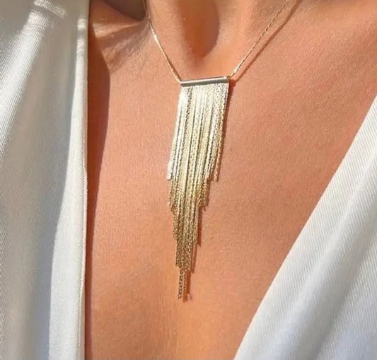 Tassel Fringe Necklace Gold House12