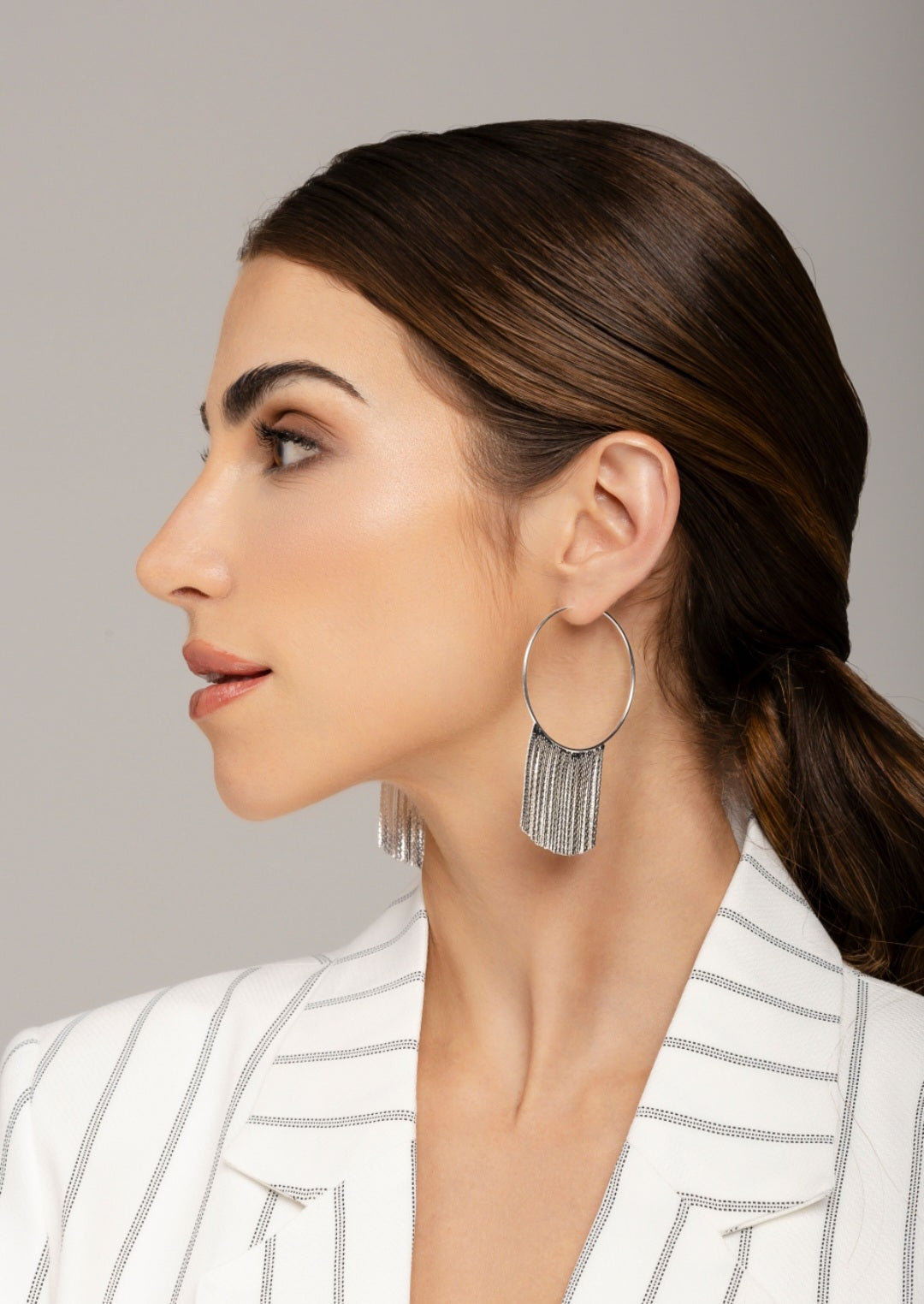 silver statement earrings