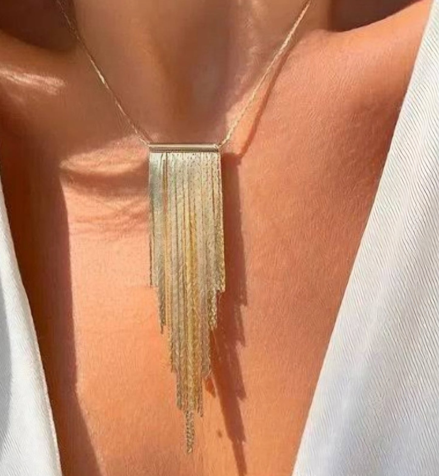 Tassel Fringe Necklace Gold House12